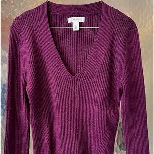 Nine West Ribbed V-Neck Sweater